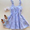 Vestido Infantil Feminino Xadrez Azul Fernanda Ramos Kids