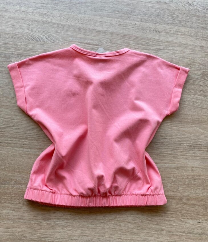fernandaramoskids com br Blusa Cropped Infantil Feminino Manga Curta com Elástico Rosa 2