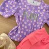 fernandaramoskids com br Blusa Cropped Infantil Feminino Manga Princesa Estampa Floral Lilás 1