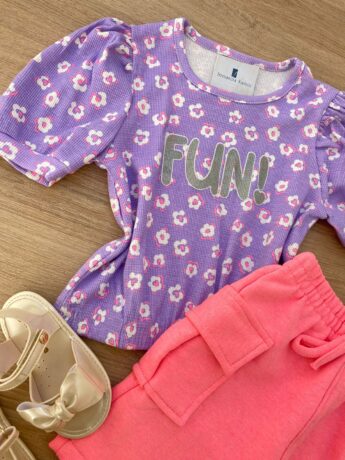 fernandaramoskids com br Blusa Cropped Infantil Feminino Manga Princesa Estampa Floral Lilás 1