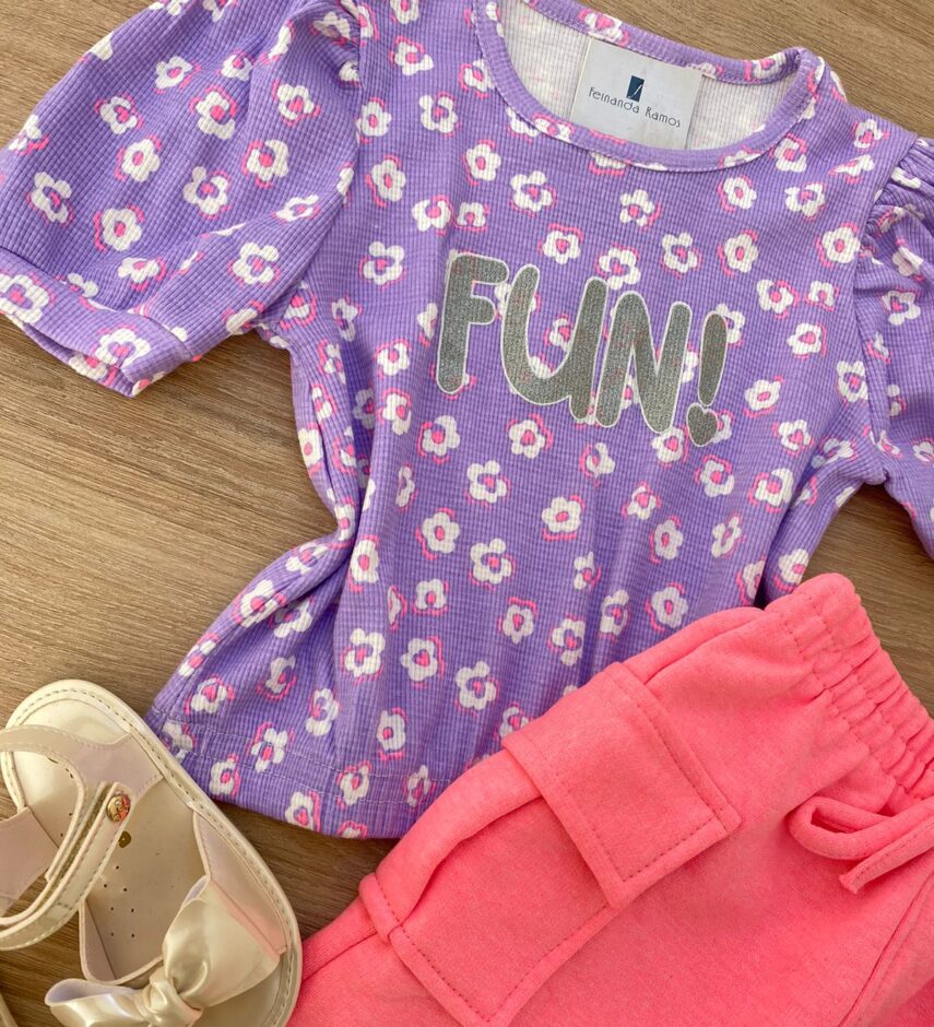 fernandaramoskids com br Blusa Cropped Infantil Feminino Manga Princesa Estampa Floral Lilás 1