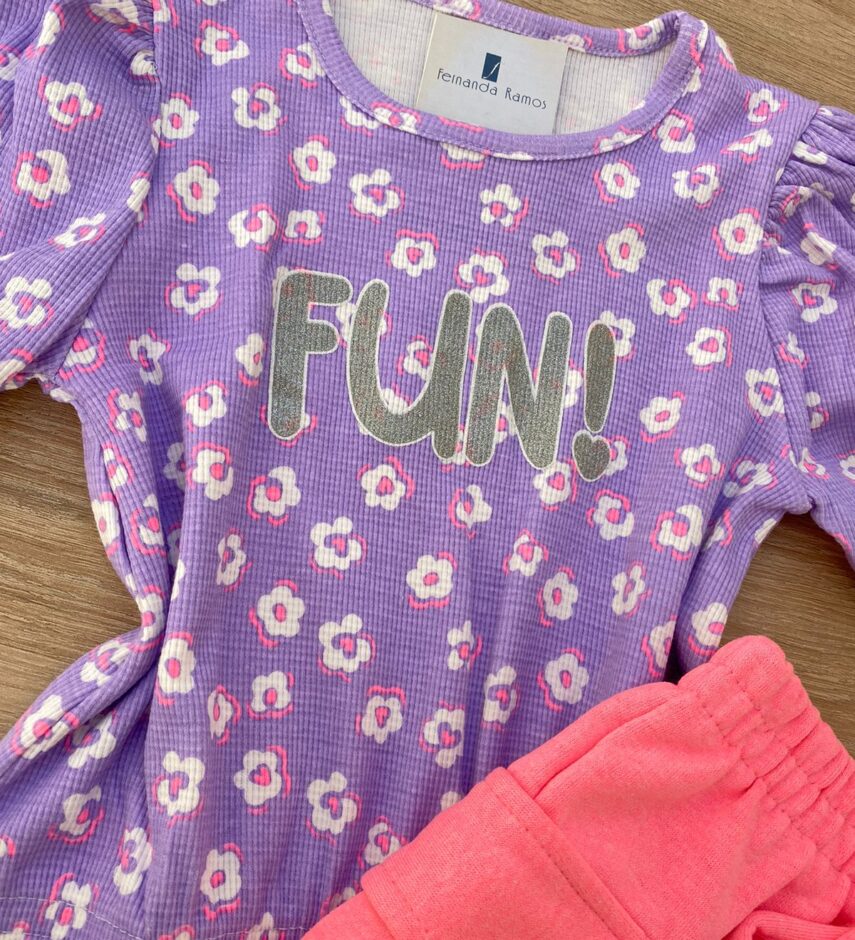 fernandaramoskids com br Blusa Cropped Infantil Feminino Manga Princesa Estampa Floral Lilás 2