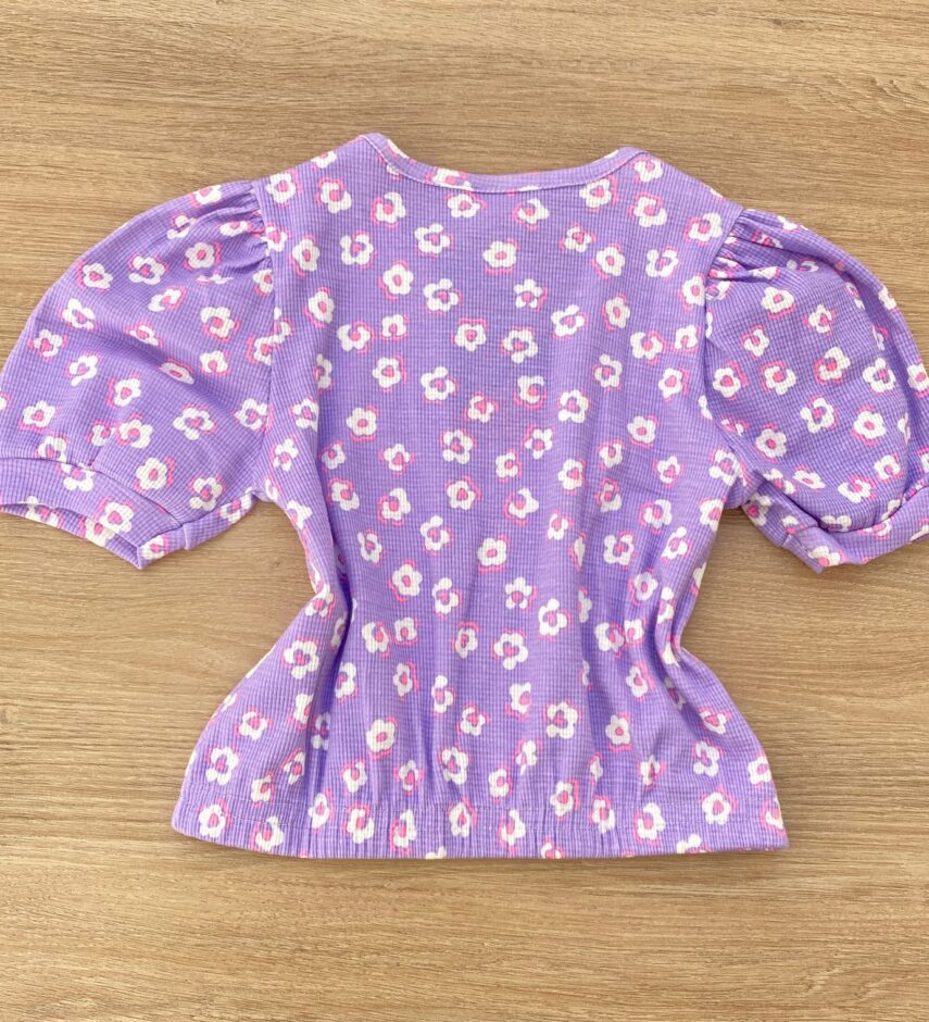 fernandaramoskids com br Blusa Cropped Infantil Feminino Manga Princesa Estampa Floral Lilás 3