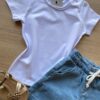 fernandaramoskids com br Blusa Infantil Feminina Manga Curta Básica Branca 1