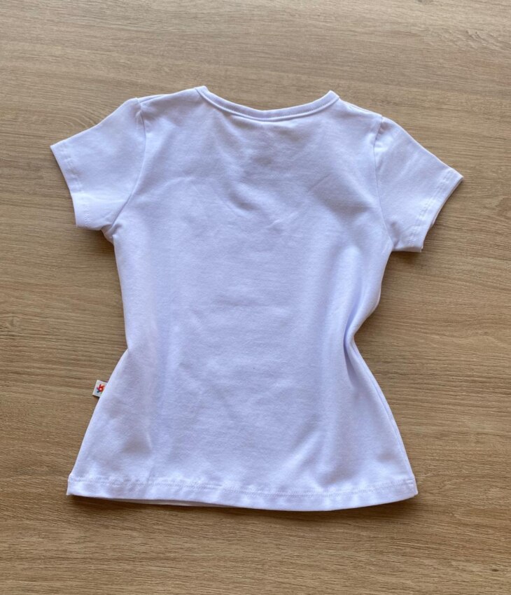 fernandaramoskids com br Blusa Infantil Feminina Manga Curta Básica Branca 2