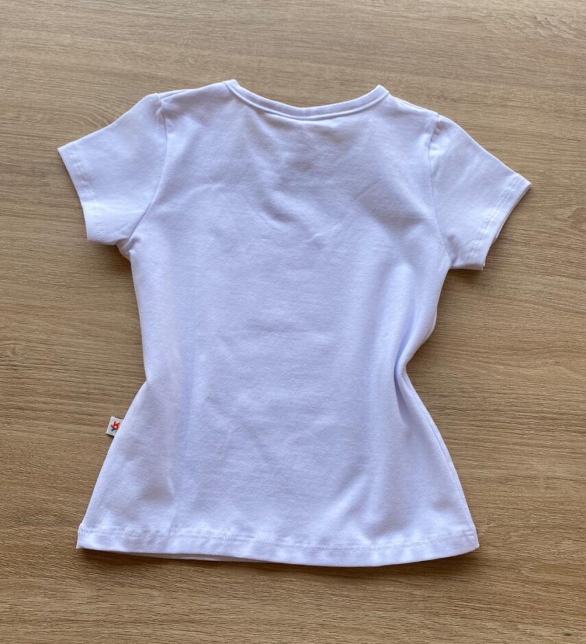 fernandaramoskids com br Blusa Infantil Feminina Manga Curta Básica Branca 2