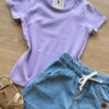 fernandaramoskids com br Blusa Infantil Feminina Manga Curta Básica Lilás 1