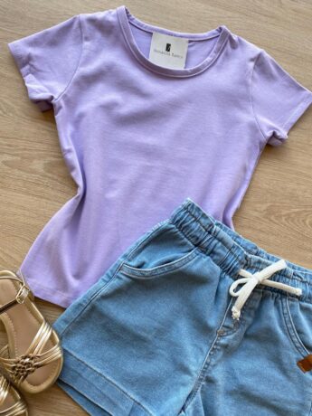 fernandaramoskids com br Blusa Infantil Feminina Manga Curta Básica Lilás 1