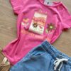 fernandaramoskids com br Blusa Infantil Feminina Manga Curta Estampa Love Seeds Rosa 1