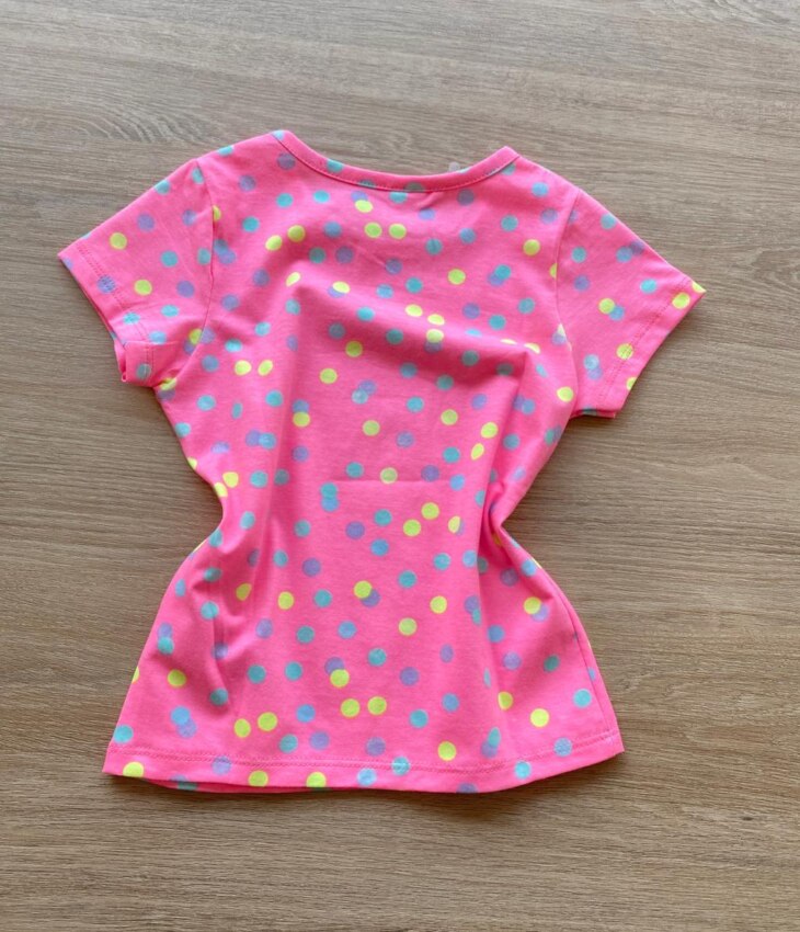 fernandaramoskids com br Blusa Infantil Feminina Manga Curta Estampa Poá Pink Flúor 2