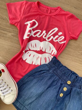 fernandaramoskids com br Blusa Infantil Feminina Manga Curta Rosa com Estampa 1