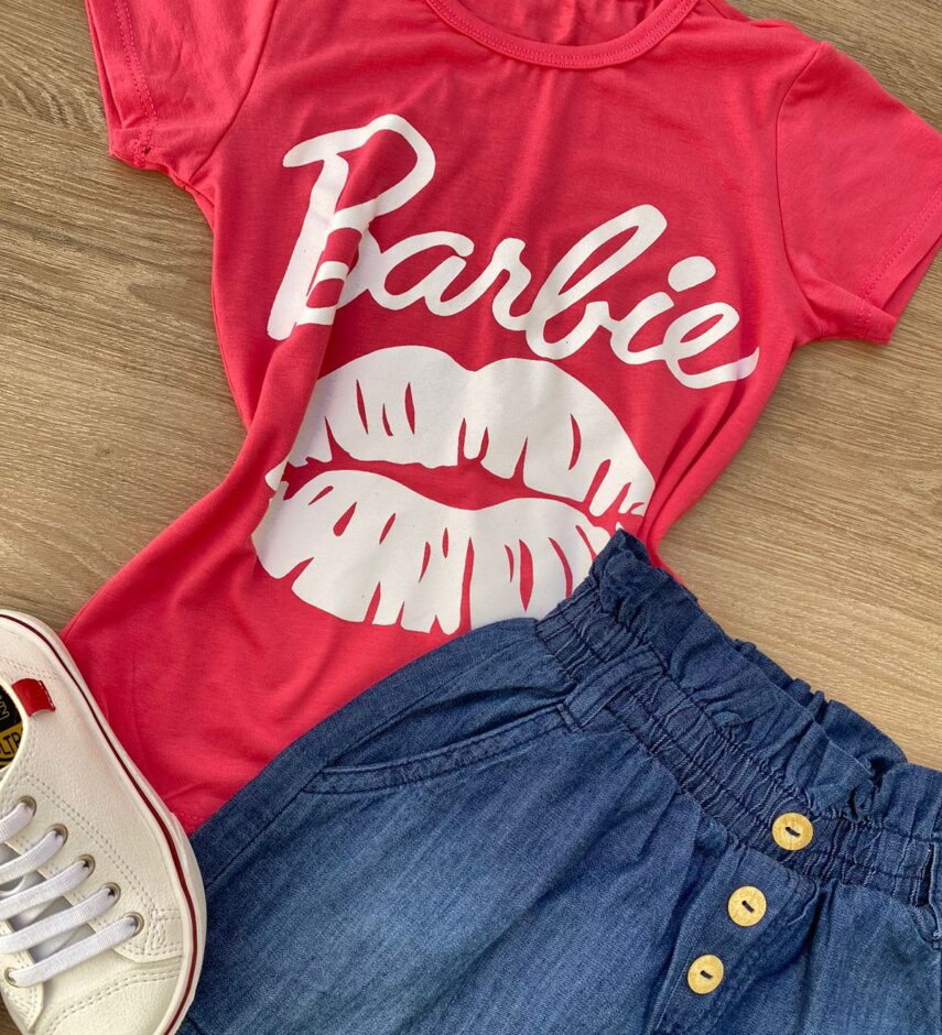 fernandaramoskids com br Blusa Infantil Feminina Manga Curta Rosa com Estampa 1