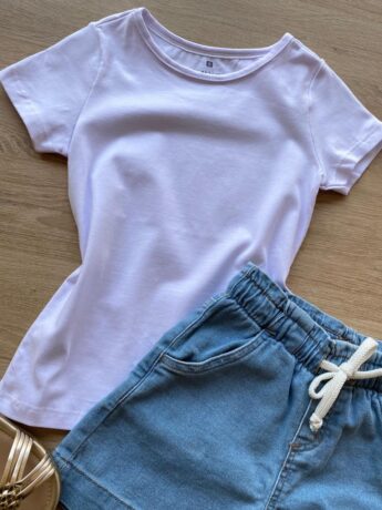 fernandaramoskids com br Blusa Infantil Feminina Manga Curta Tradicional Branca 1