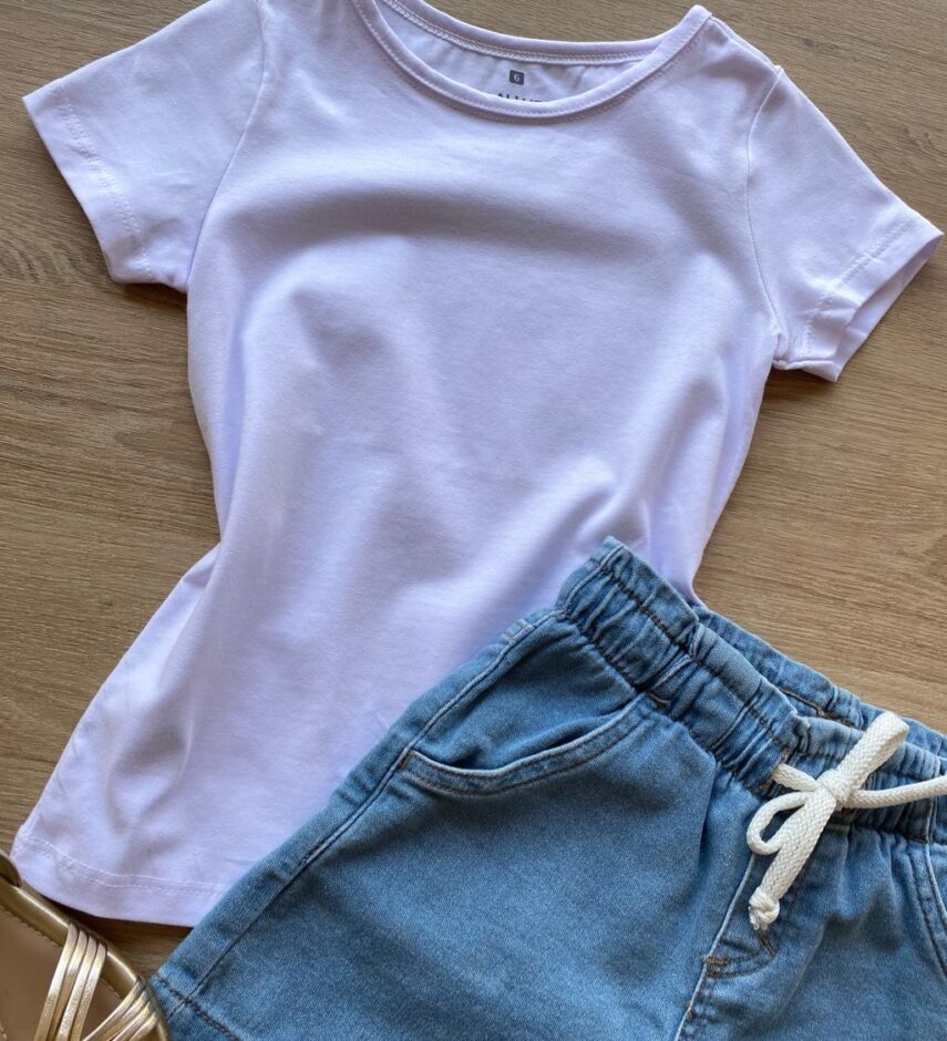 fernandaramoskids com br Blusa Infantil Feminina Manga Curta Tradicional Branca 1