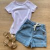 Blusa Infantil Feminina Manga Curta Tradicional Branca Fernanda Ramos Kids
