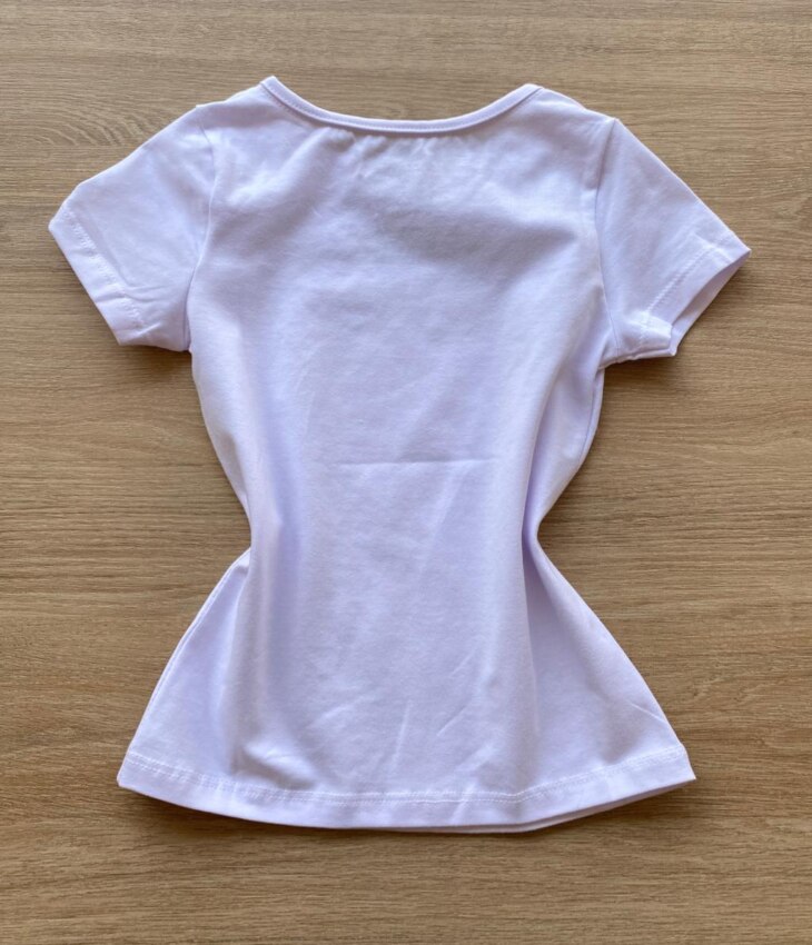fernandaramoskids com br Blusa Infantil Feminina Manga Curta Tradicional Branca 2