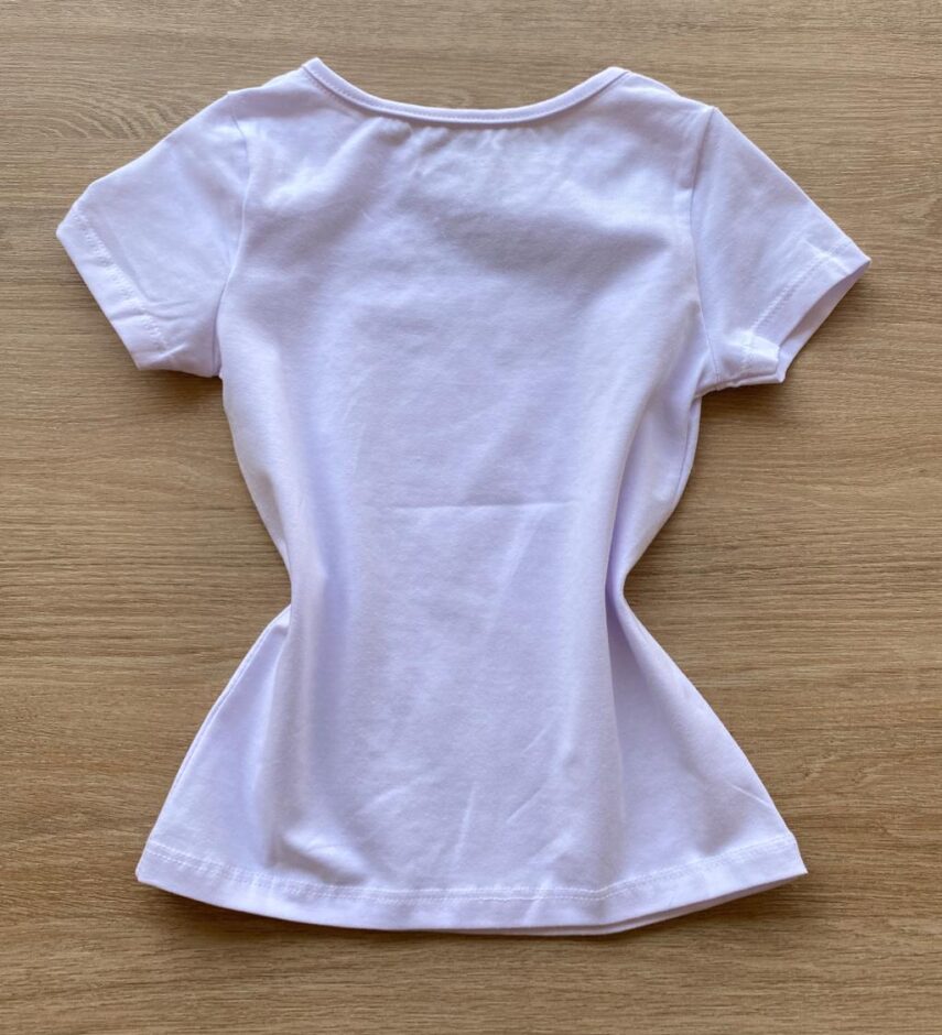 fernandaramoskids com br Blusa Infantil Feminina Manga Curta Tradicional Branca 2
