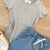 fernandaramoskids com br Blusa Infantil Feminina Manga Curta Tradicional Cinza 1