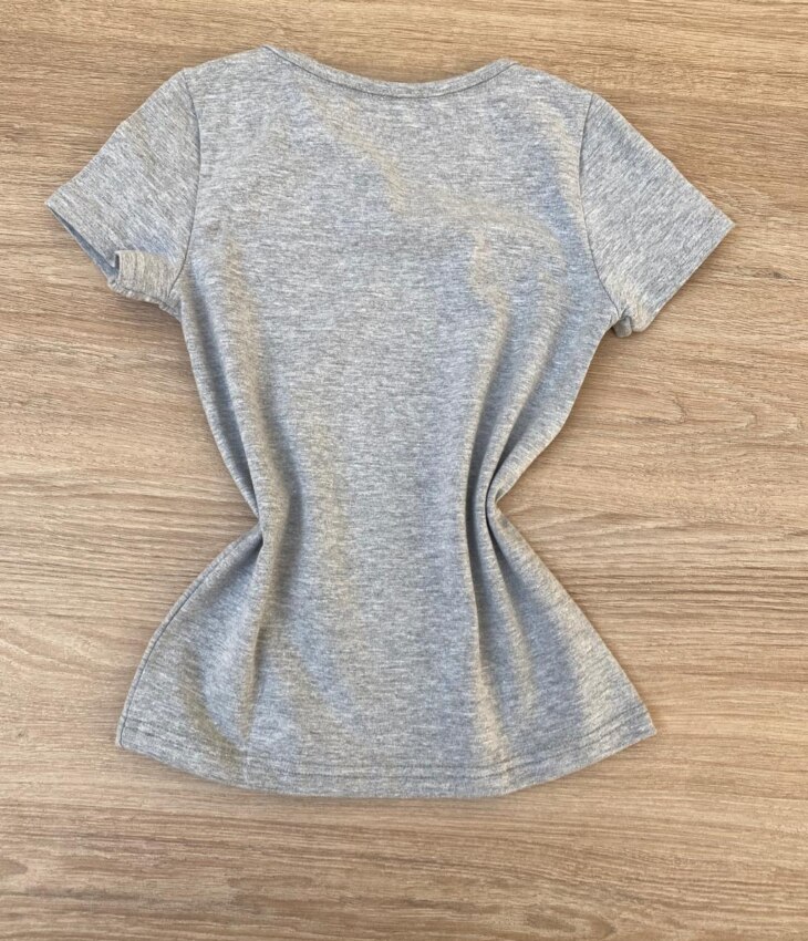 fernandaramoskids com br Blusa Infantil Feminina Manga Curta Tradicional Cinza 2