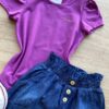 fernandaramoskids com br Blusa Infantil Feminina Manga Curta Tradicional Fúcsia 1