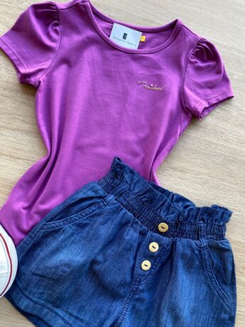 fernandaramoskids com br Blusa Infantil Feminina Manga Curta Tradicional Fúcsia 1