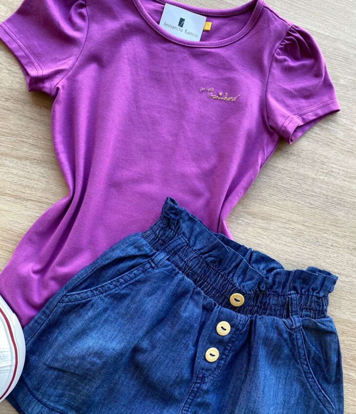 fernandaramoskids com br Blusa Infantil Feminina Manga Curta Tradicional Fúcsia 1