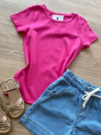 fernandaramoskids com br Blusa Infantil Feminina Manga Curta Tradicional Pink 1