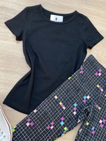 fernandaramoskids com br Blusa Infantil Feminina Manga Curta Tradicional Preta 1