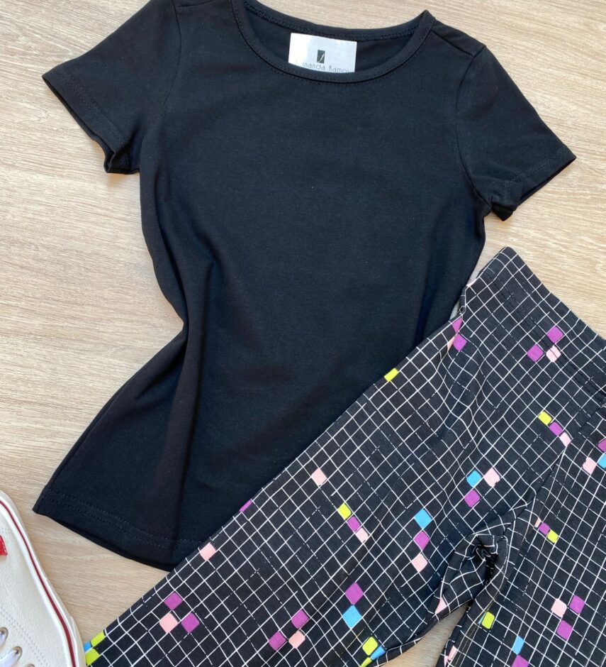 fernandaramoskids com br Blusa Infantil Feminina Manga Curta Tradicional Preta 1