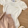 fernandaramoskids com br Blusa Manga Curta Infantil Feminina Tradicional Off White 1