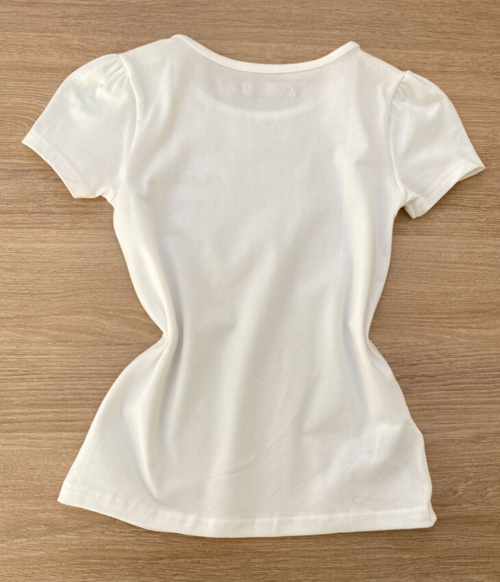 fernandaramoskids com br Blusa Manga Curta Infantil Feminina Tradicional Off White 2