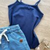 fernandaramoskids com br Blusa Regata Infantil Feminina Básica Justa Azul Marinho 1