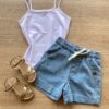 Blusa Regata Infantil Feminina Básica Justa Branca Fernanda Ramos Kids