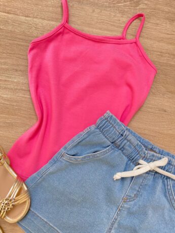 fernandaramoskids com br Blusa Regata Infantil Feminina Básica Justa Rosa 1
