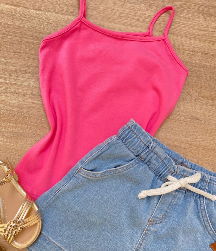 fernandaramoskids com br Blusa Regata Infantil Feminina Básica Justa Rosa 1