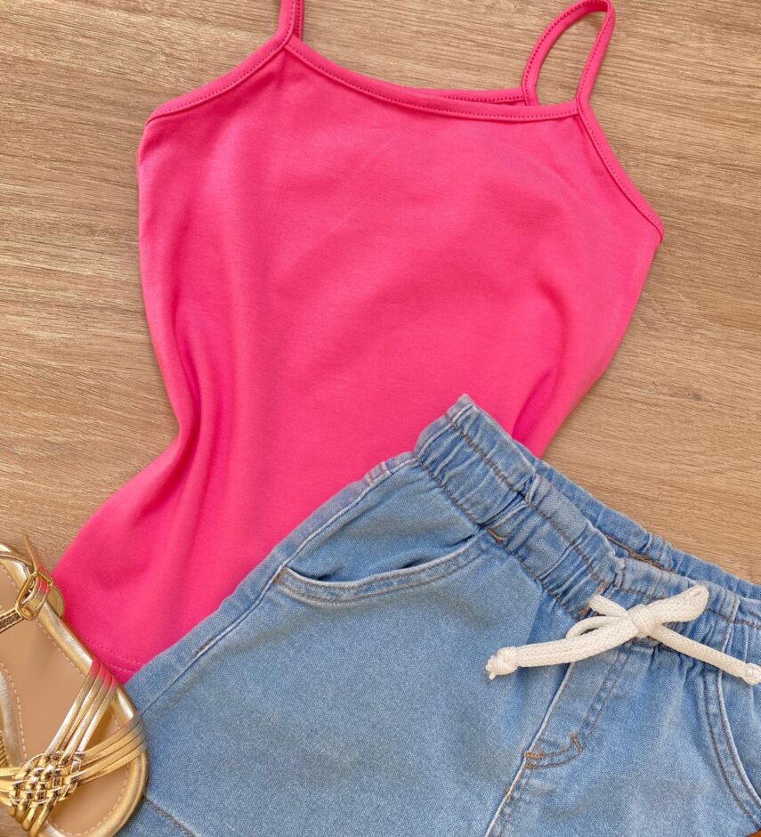 fernandaramoskids com br Blusa Regata Infantil Feminina Básica Justa Rosa 1