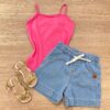 Blusa Regata Infantil Feminina Básica Justa Rosa Fernanda Ramos Kids