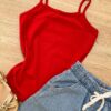 fernandaramoskids com br Blusa Regata Infantil Feminina Básica Justa Vermelha 1