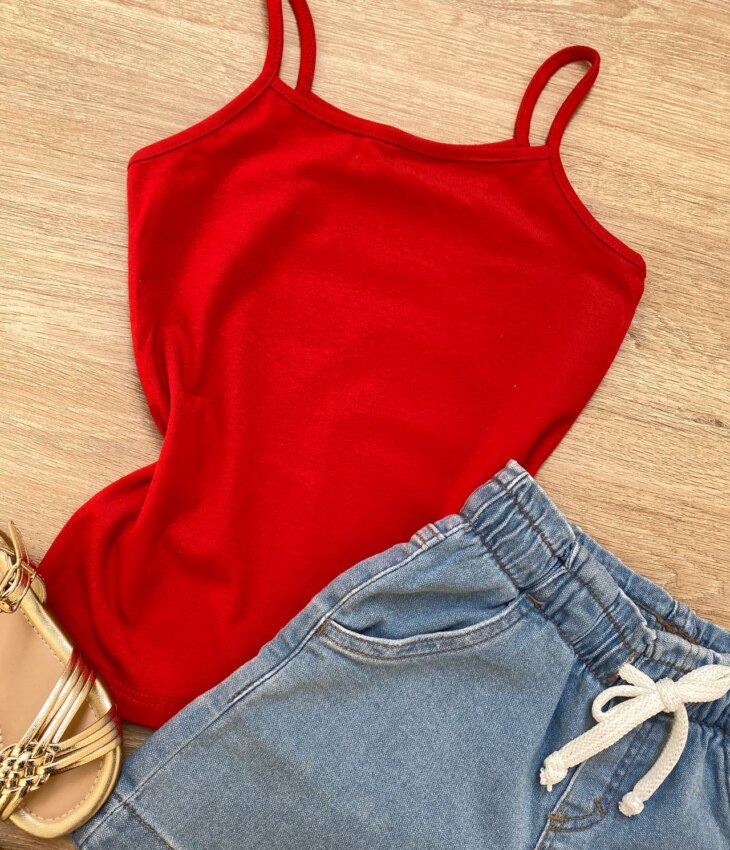 fernandaramoskids com br Blusa Regata Infantil Feminina Básica Justa Vermelha 1