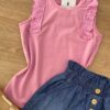 fernandaramoskids com br Blusa Regata Infantil Feminina com Detalhe Rosa 1