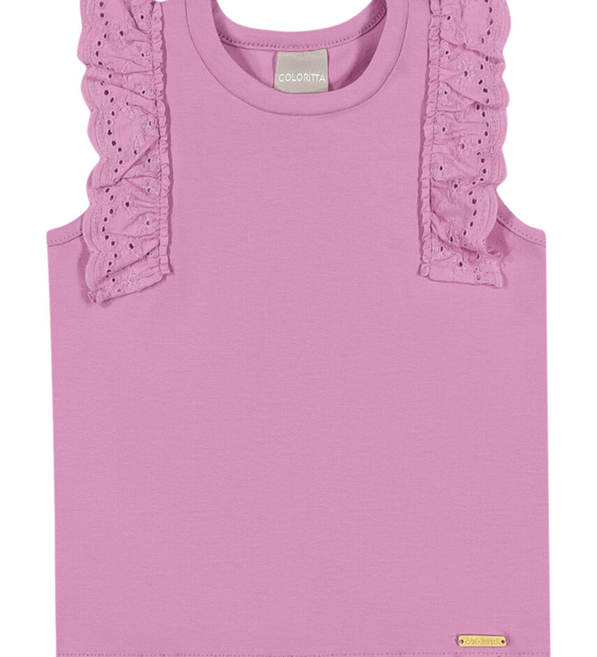 fernandaramoskids com br Blusa Regata Infantil Feminina com Detalhe Rosa 3