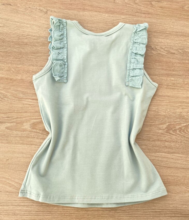 fernandaramoskids com br Blusa Regata Infantil Feminina com Detalhe Verde Água 2