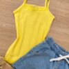 fernandaramoskids com br Blusa Regata Infantil Feminina Detalhe em Renda Amarela 1