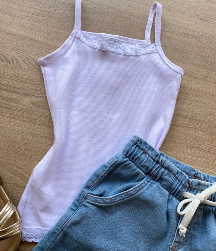 fernandaramoskids com br Blusa Regata Infantil Feminina Detalhe em Renda Branca 1