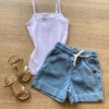 Blusa Regata Infantil Feminina Detalhe em Renda Branca Fernanda Ramos Kids