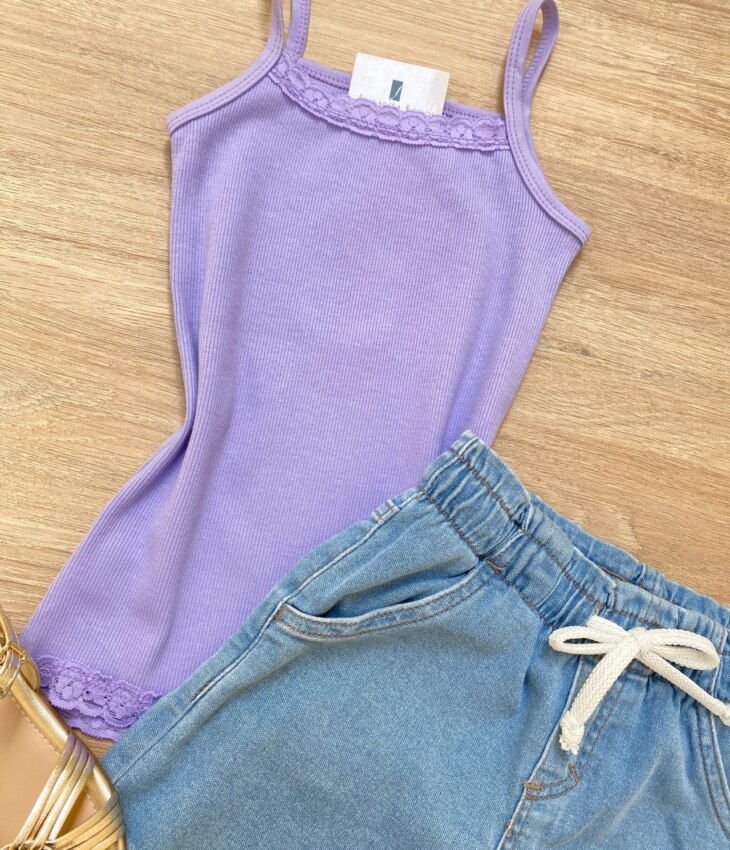 fernandaramoskids com br Blusa Regata Infantil Feminina Detalhe em Renda Lilás 1