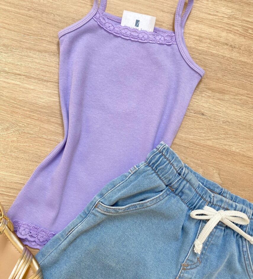 fernandaramoskids com br Blusa Regata Infantil Feminina Detalhe em Renda Lilás 1