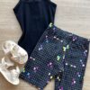 Blusa Regata Infantil Feminina Detalhe em Renda Preta Fernanda Ramos Kids