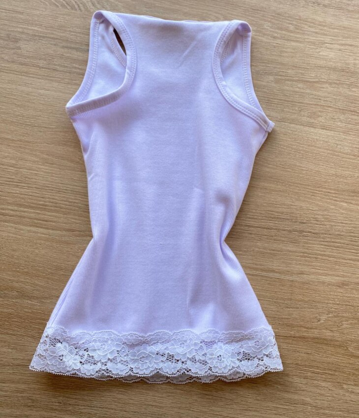 fernandaramoskids com br Blusa Regata Infantil Feminina Tradicional Detalhe em Renda Branca 2