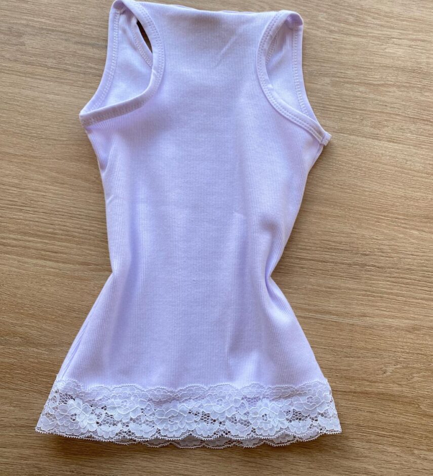 fernandaramoskids com br Blusa Regata Infantil Feminina Tradicional Detalhe em Renda Branca 2